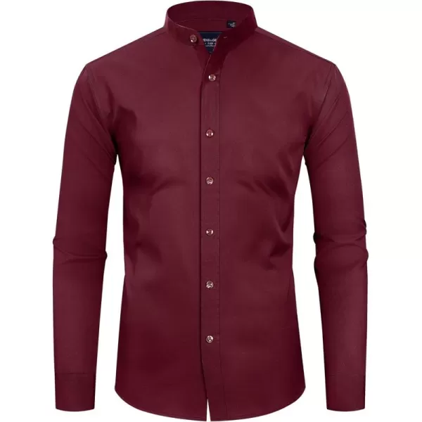 Alimens &amp; Gentle Men's Banded Collar Dress Shirts Wrinkle Free Long Sleeve Mandarin Collar Button Down Shirt