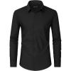imageAlimens ampamp Gentle Mens Dress Shirts Long Sleeve WrinkleFree Formal Shirts Wedding Dating Business Casual Button Down ShirtBlack