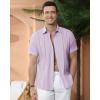 imageAlimens ampamp Gentle Mens Cuban Guayabera Shirts Cotton Linen Short Sleeve Button Down Shirts Casual Summer Beach Camp ShirtLight Purple