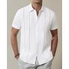 imageAlimens ampamp Gentle Mens Cuban Guayabera Shirts Cotton Linen Short Sleeve Button Down Shirts Casual Summer Beach Camp ShirtWhite