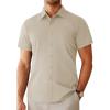 imageAlimens ampamp Gentle Mens Short Sleeve Dress Shirts Regular Fit Stretch WrinkleResistant Button Down ShirtsBeige