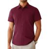 imageAlimens ampamp Gentle Mens Short Sleeve Dress Shirts Regular Fit Stretch WrinkleResistant Button Down ShirtsBurgundy