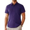 imageAlimens ampamp Gentle Mens Short Sleeve Dress Shirts Regular Fit Stretch WrinkleResistant Button Down ShirtsGrape Purple