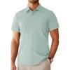 imageAlimens ampamp Gentle Mens Short Sleeve Dress Shirts Regular Fit Stretch WrinkleResistant Button Down ShirtsGreen