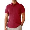 imageAlimens ampamp Gentle Mens Short Sleeve Dress Shirts Regular Fit Stretch WrinkleResistant Button Down ShirtsRed