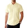 imageAlimens ampamp Gentle Mens Short Sleeve Dress Shirts Regular Fit Stretch WrinkleResistant Button Down ShirtsYellow