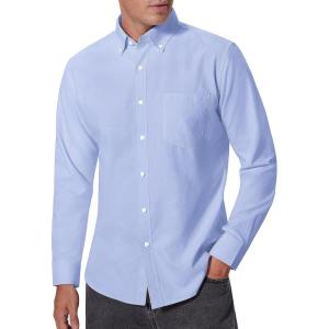 imageAlimens ampamp Gentle Mens Oxford Shirts Regular Fit Button Down Shirt Business Casual Shirts Long Sleeve Dress ShirtBlue
