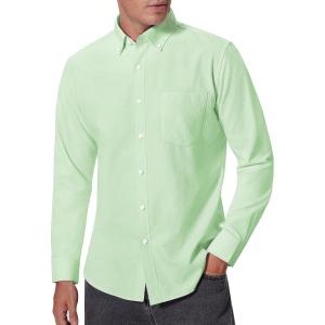 imageAlimens ampamp Gentle Mens Oxford Shirts Regular Fit Button Down Shirt Business Casual Shirts Long Sleeve Dress ShirtLight Green