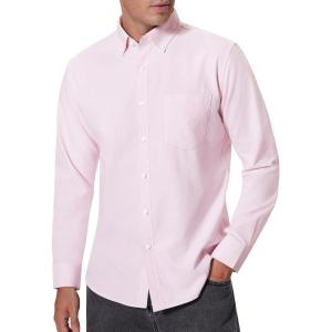 imageAlimens ampamp Gentle Mens Oxford Shirts Regular Fit Button Down Shirt Business Casual Shirts Long Sleeve Dress ShirtLight Pink