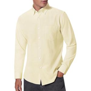 imageAlimens ampamp Gentle Mens Oxford Shirts Regular Fit Button Down Shirt Business Casual Shirts Long Sleeve Dress ShirtLight Yellow