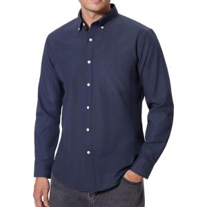imageAlimens ampamp Gentle Mens Oxford Shirts Regular Fit Button Down Shirt Business Casual Shirts Long Sleeve Dress ShirtNavy Blue