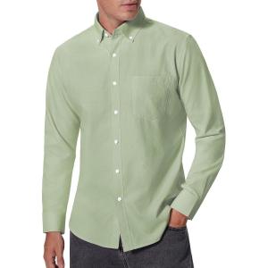 imageAlimens ampamp Gentle Mens Oxford Shirts Regular Fit Button Down Shirt Business Casual Shirts Long Sleeve Dress ShirtPea Green