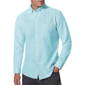 imageAlimens ampamp Gentle Mens Oxford Shirts Regular Fit Button Down Shirt Business Casual Shirts Long Sleeve Dress ShirtTurquoise Green