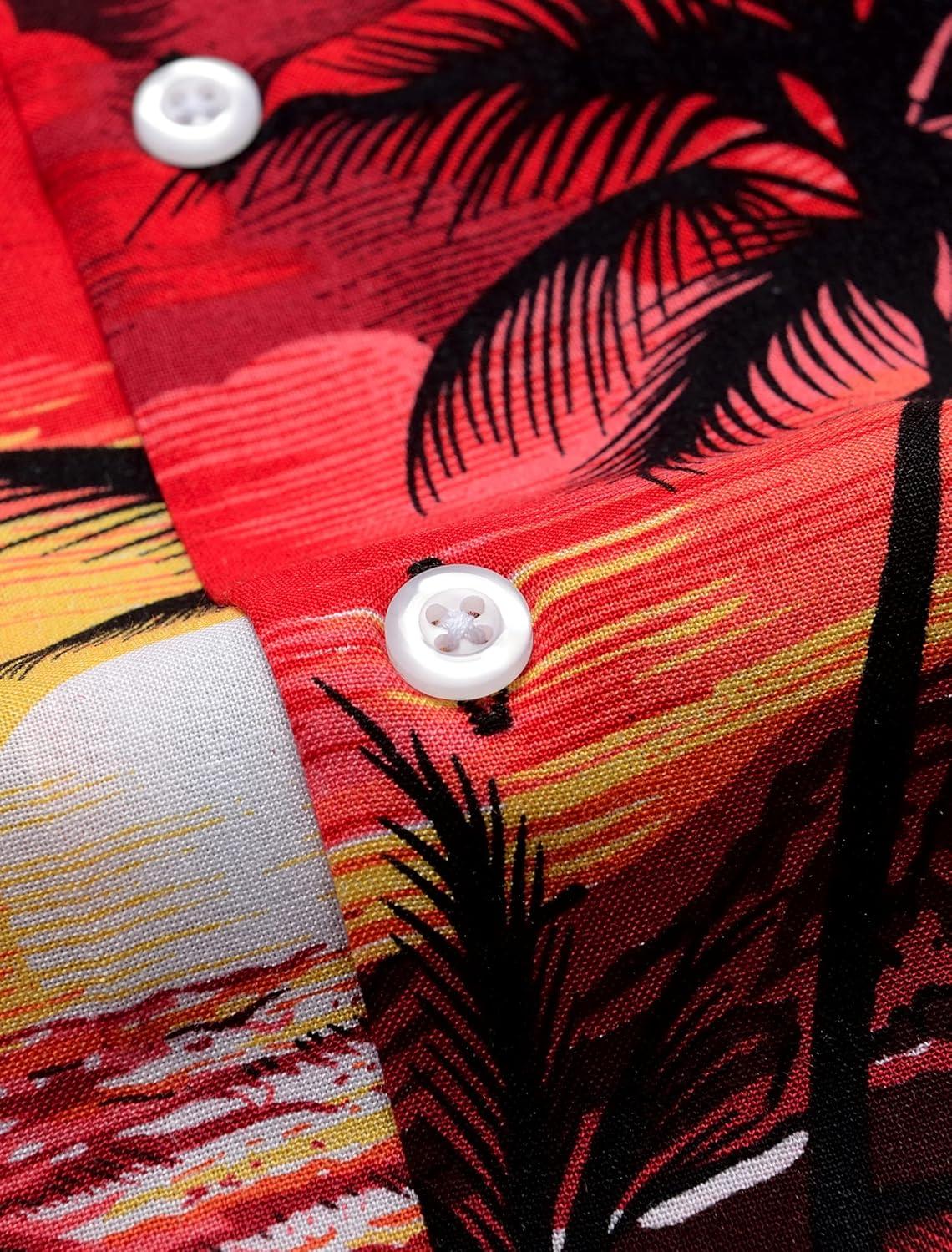 imageAlimens ampamp Gentle Hawaiian Shirt for Men Summer Beach Casual Short Sleeve Button Down Shirts Printed Tropical Vacation Shirts1609 Red