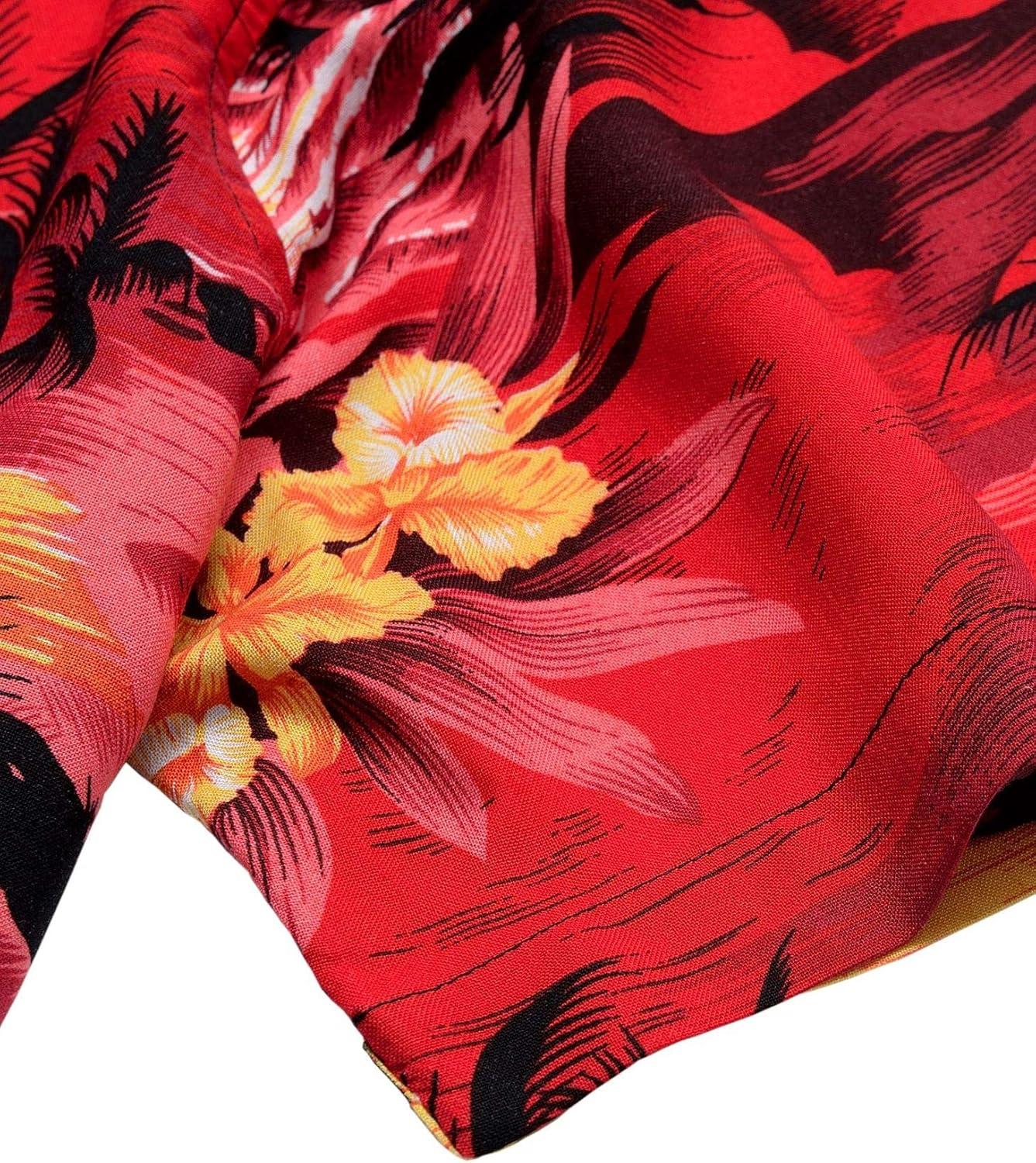 imageAlimens ampamp Gentle Hawaiian Shirt for Men Summer Beach Casual Short Sleeve Button Down Shirts Printed Tropical Vacation Shirts1609 Red