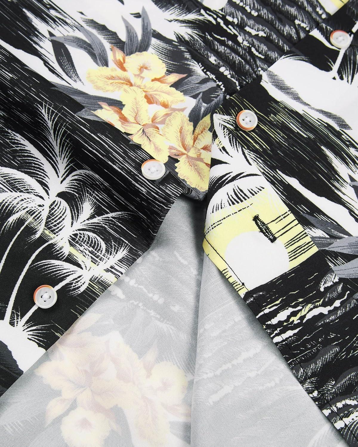 imageAlimens ampamp Gentle Hawaiian Shirt for Men Summer Beach Casual Short Sleeve Button Down Shirts Printed Tropical Vacation ShirtsBlack Beach