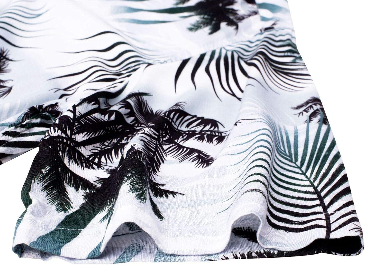 imageAlimens ampamp Gentle Hawaiian Shirt for Men Summer Beach Casual Short Sleeve Button Down Shirts Printed Tropical Vacation ShirtsBlack White Palm