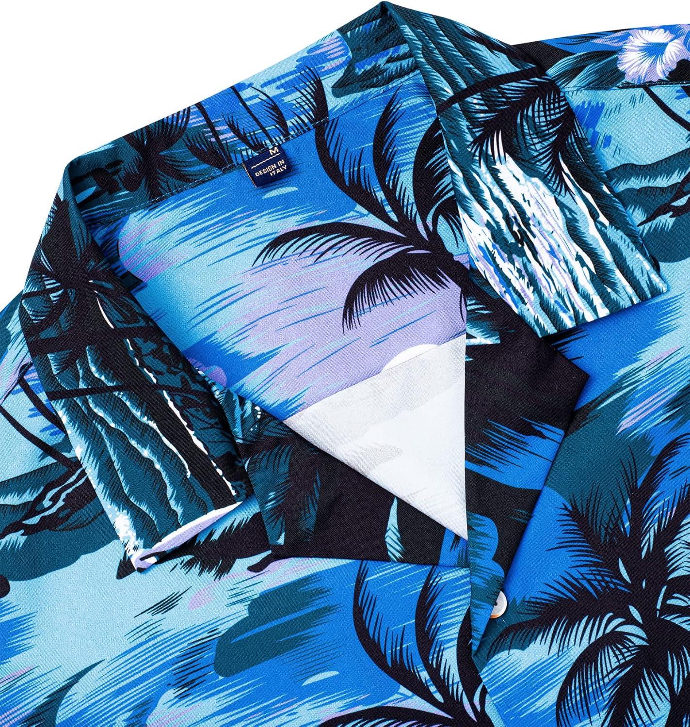 imageAlimens ampamp Gentle Hawaiian Shirt for Men Summer Beach Casual Short Sleeve Button Down Shirts Printed Tropical Vacation ShirtsBlue Beach