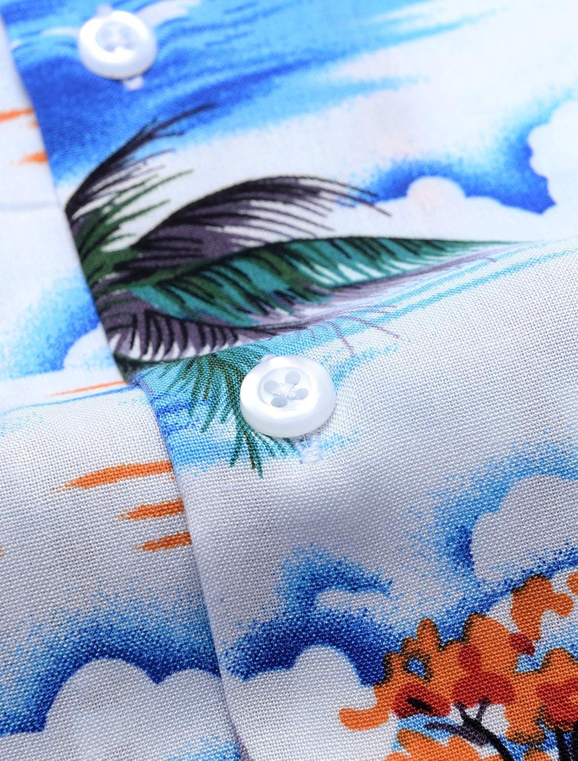 imageAlimens ampamp Gentle Hawaiian Shirt for Men Summer Beach Casual Short Sleeve Button Down Shirts Printed Tropical Vacation ShirtsBlue Sky