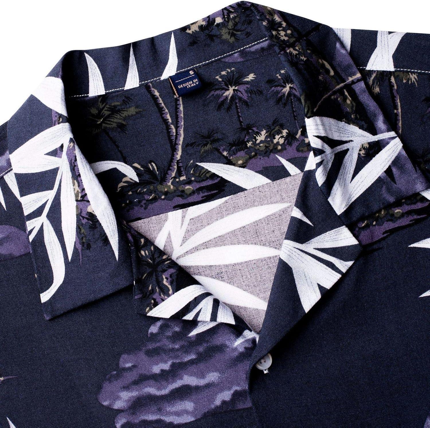 imageAlimens ampamp Gentle Hawaiian Shirt for Men Summer Beach Casual Short Sleeve Button Down Shirts Printed Tropical Vacation ShirtsDark Purple