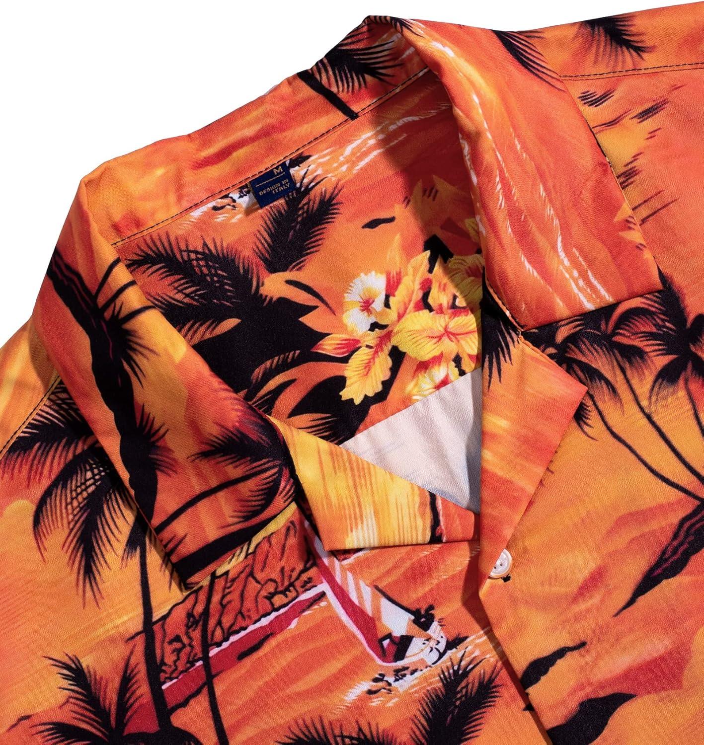 imageAlimens ampamp Gentle Hawaiian Shirt for Men Summer Beach Casual Short Sleeve Button Down Shirts Printed Tropical Vacation ShirtsDusk