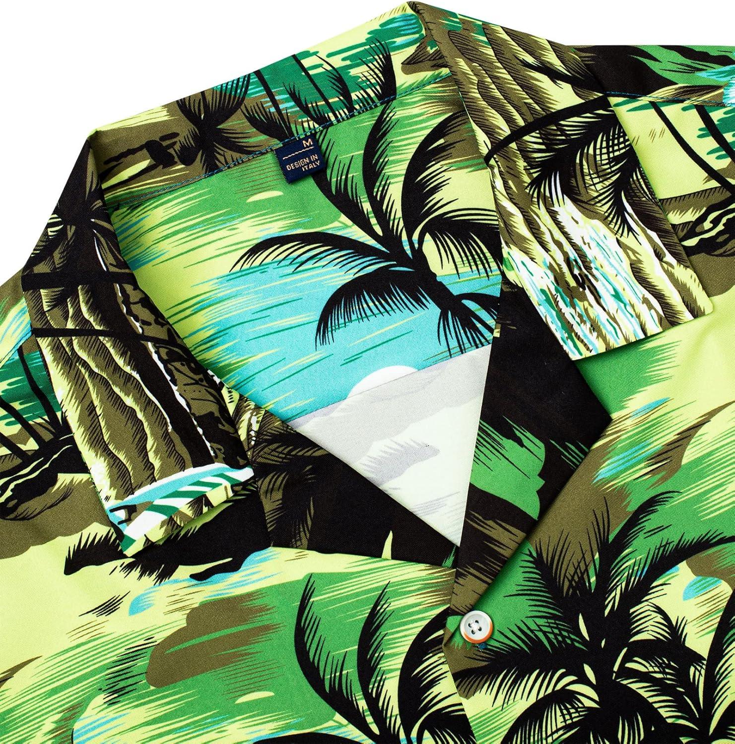 imageAlimens ampamp Gentle Hawaiian Shirt for Men Summer Beach Casual Short Sleeve Button Down Shirts Printed Tropical Vacation ShirtsGreen Beach
