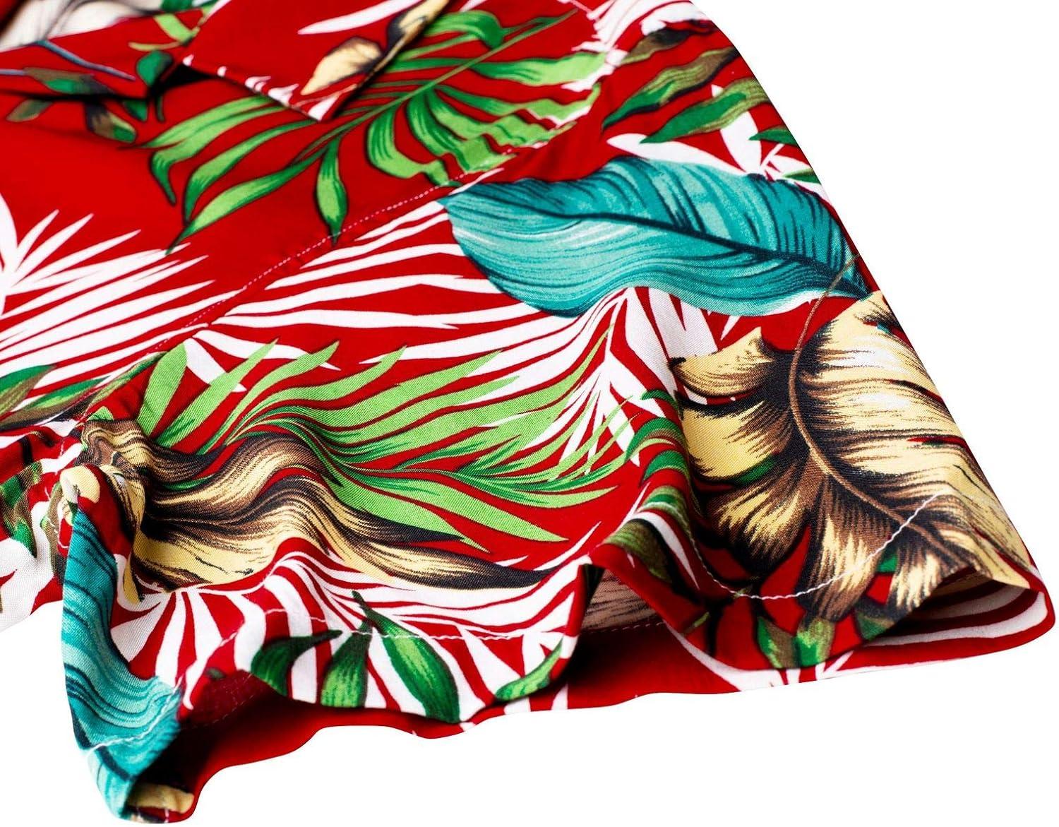 imageAlimens ampamp Gentle Hawaiian Shirt for Men Summer Beach Casual Short Sleeve Button Down Shirts Printed Tropical Vacation ShirtsRed Green