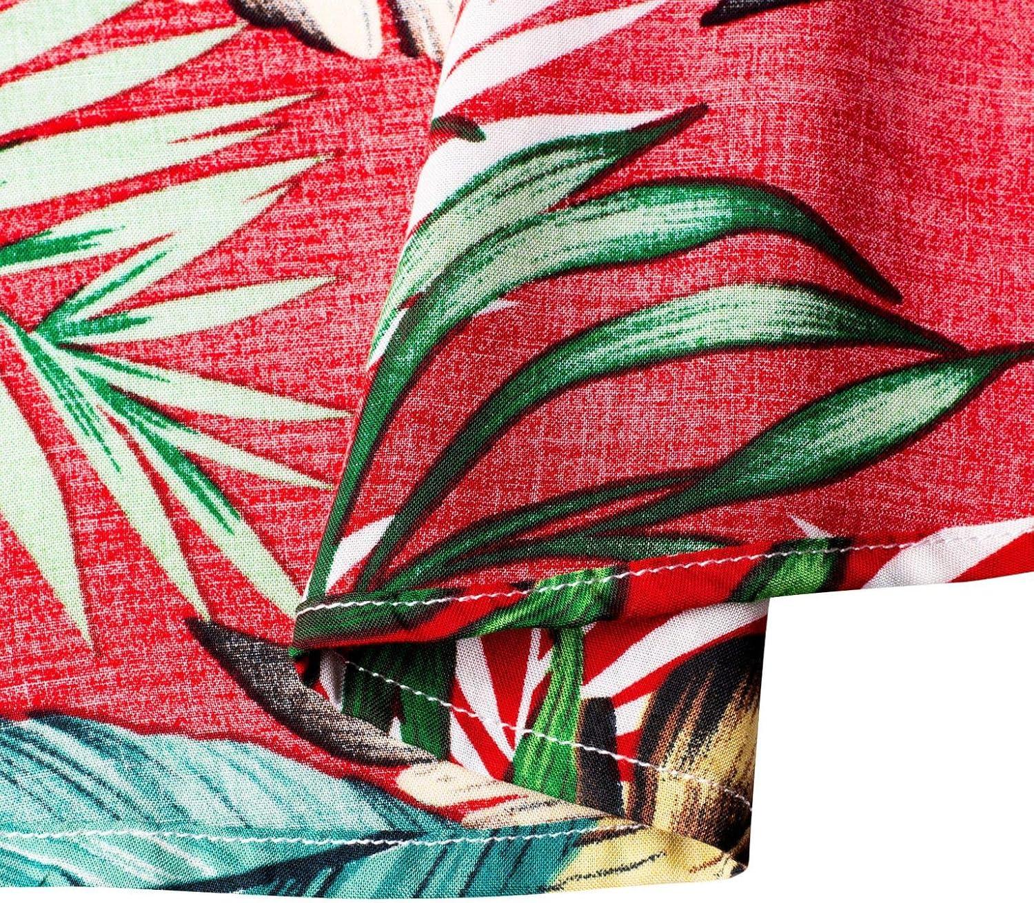 imageAlimens ampamp Gentle Hawaiian Shirt for Men Summer Beach Casual Short Sleeve Button Down Shirts Printed Tropical Vacation ShirtsRed Green