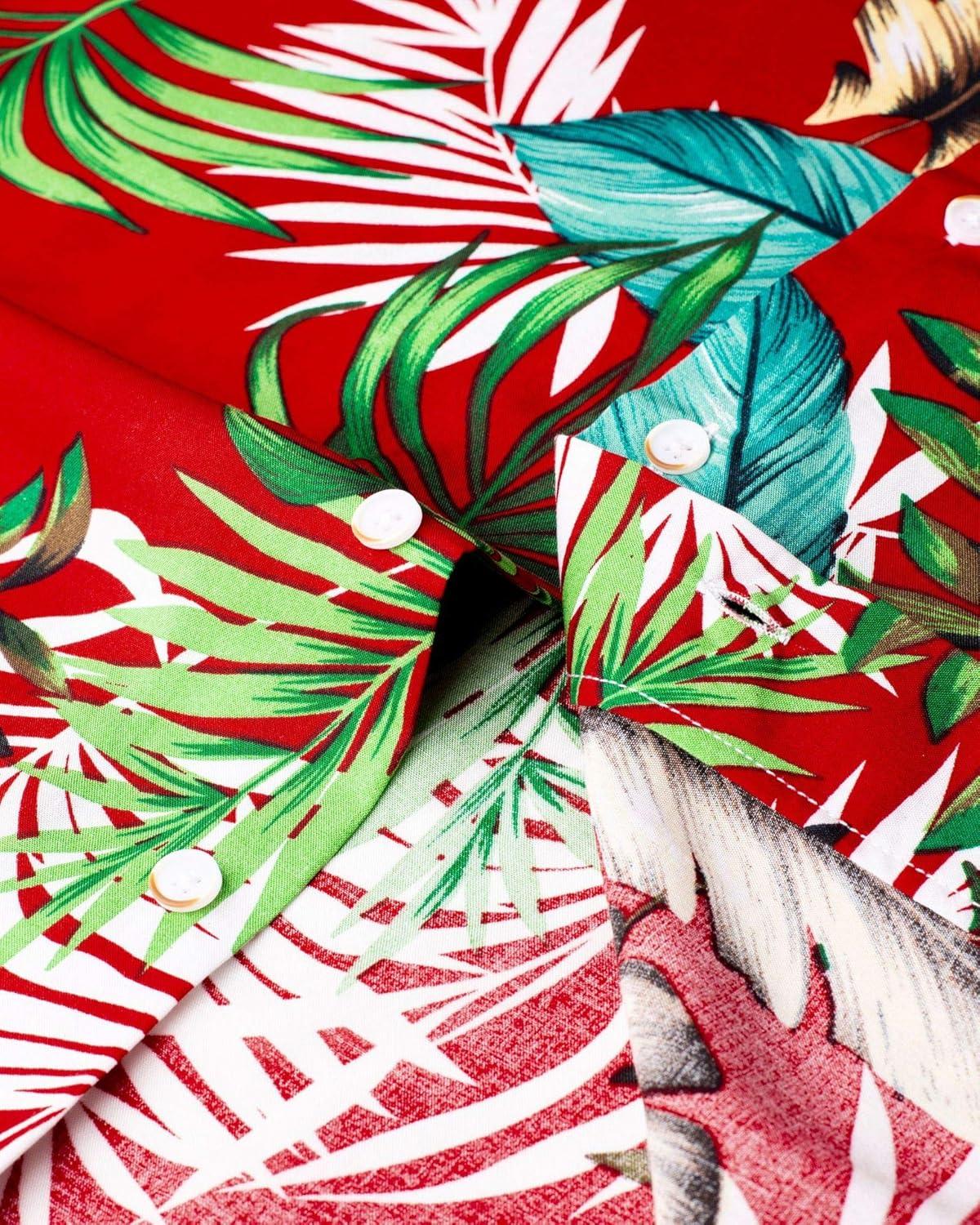 imageAlimens ampamp Gentle Hawaiian Shirt for Men Summer Beach Casual Short Sleeve Button Down Shirts Printed Tropical Vacation ShirtsRed Green