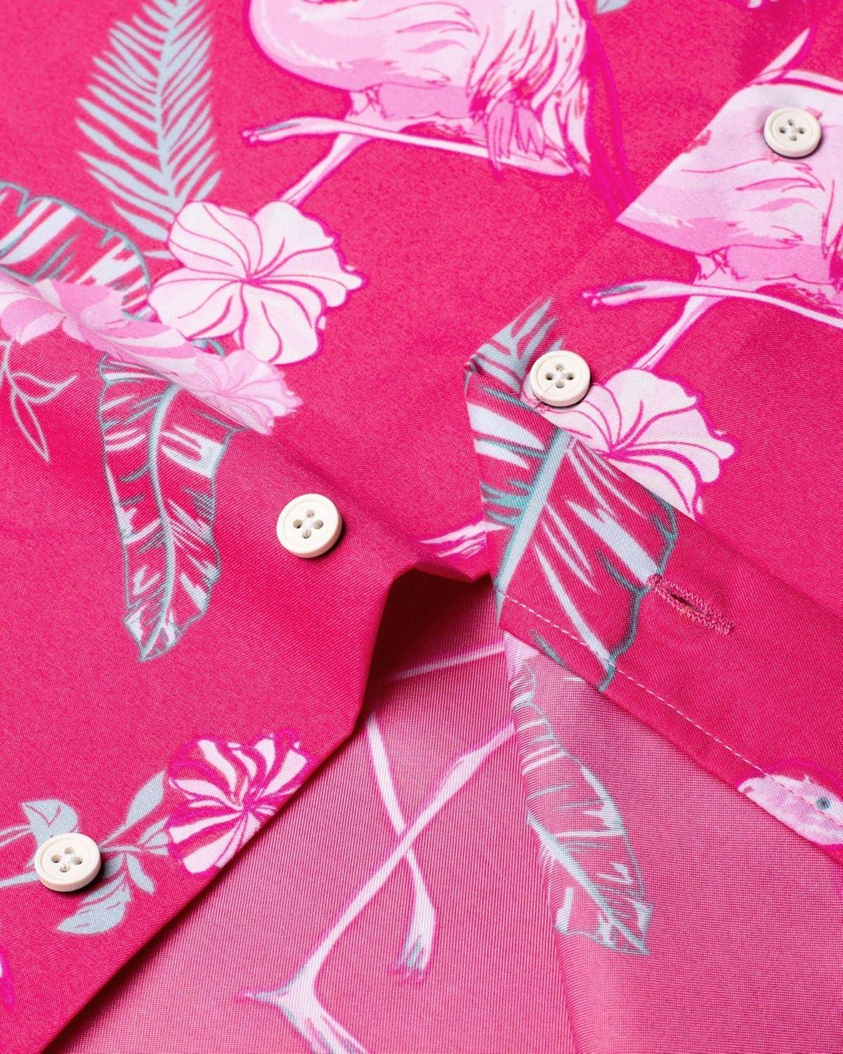 imageAlimens ampamp Gentle Hawaiian Shirt for Men Summer Beach Casual Short Sleeve Button Down Shirts Printed Tropical Vacation ShirtsRosy