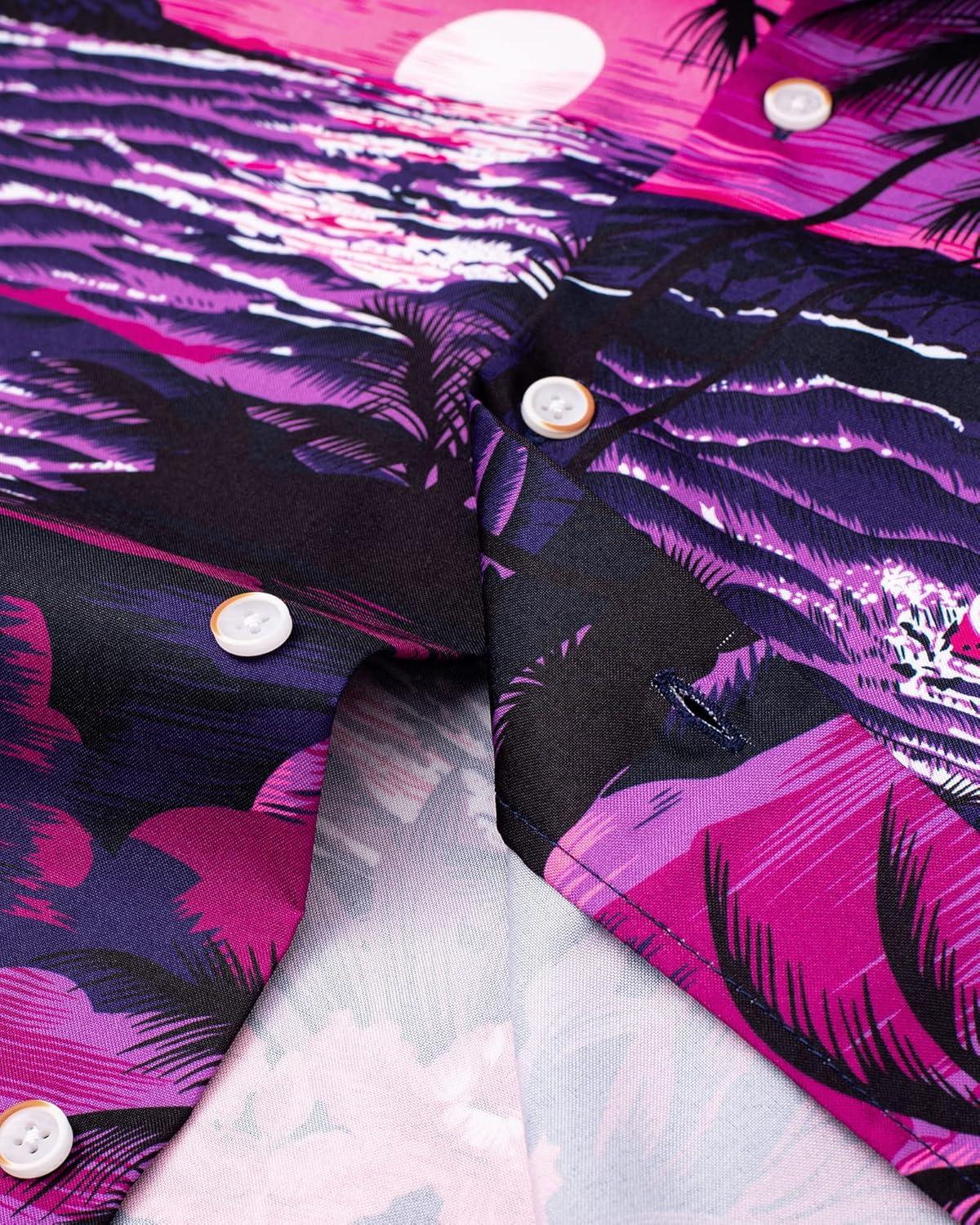 imageAlimens ampamp Gentle Hawaiian Shirt for Men Summer Beach Casual Short Sleeve Button Down Shirts Printed Tropical Vacation ShirtsRosy Beach