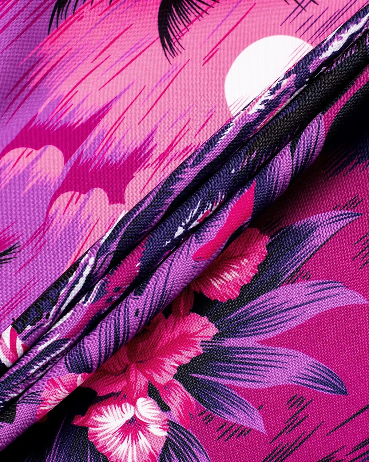 imageAlimens ampamp Gentle Hawaiian Shirt for Men Summer Beach Casual Short Sleeve Button Down Shirts Printed Tropical Vacation ShirtsRosy Beach