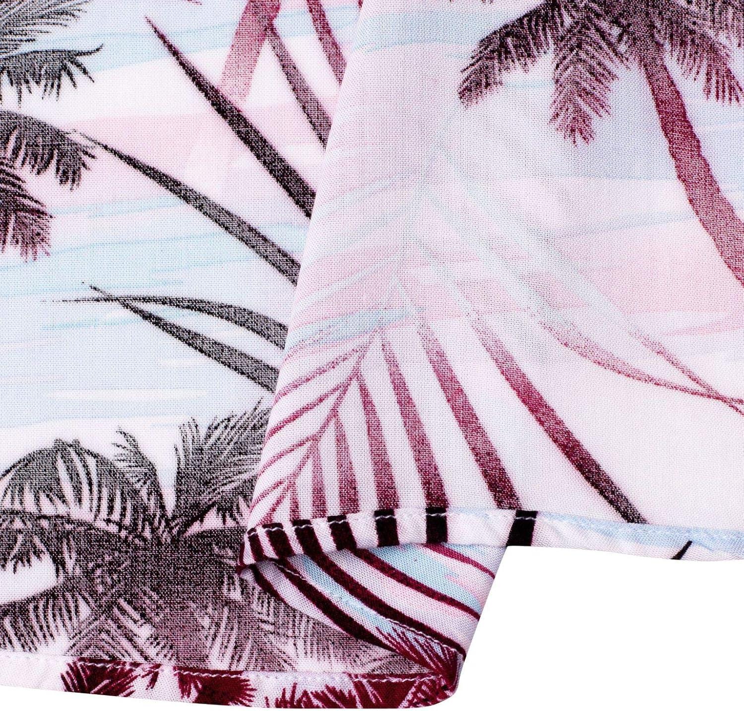 imageAlimens ampamp Gentle Hawaiian Shirt for Men Summer Beach Casual Short Sleeve Button Down Shirts Printed Tropical Vacation ShirtsRosy White Palm