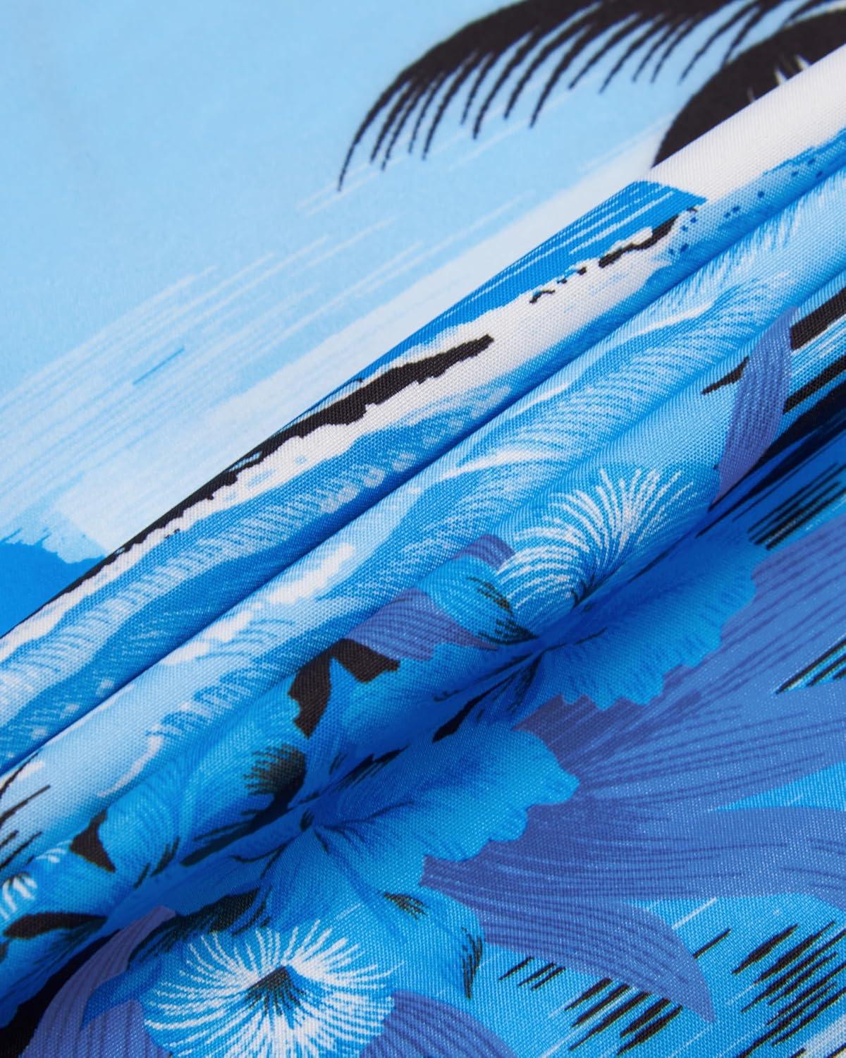 imageAlimens ampamp Gentle Hawaiian Shirt for Men Summer Beach Casual Short Sleeve Button Down Shirts Printed Tropical Vacation ShirtsSky Blue Beach