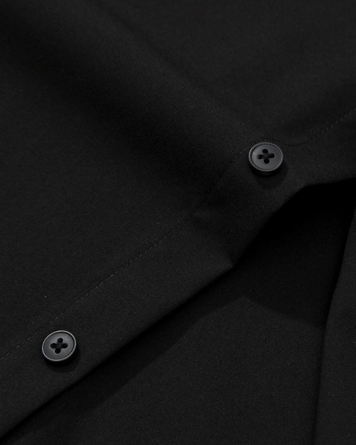 imageAlimens ampamp Gentle Mens Dress Shirt Regular Fit Stretch Stain Shield Long Sleeve Solid Business Wedding Button Down ShirtsBlack