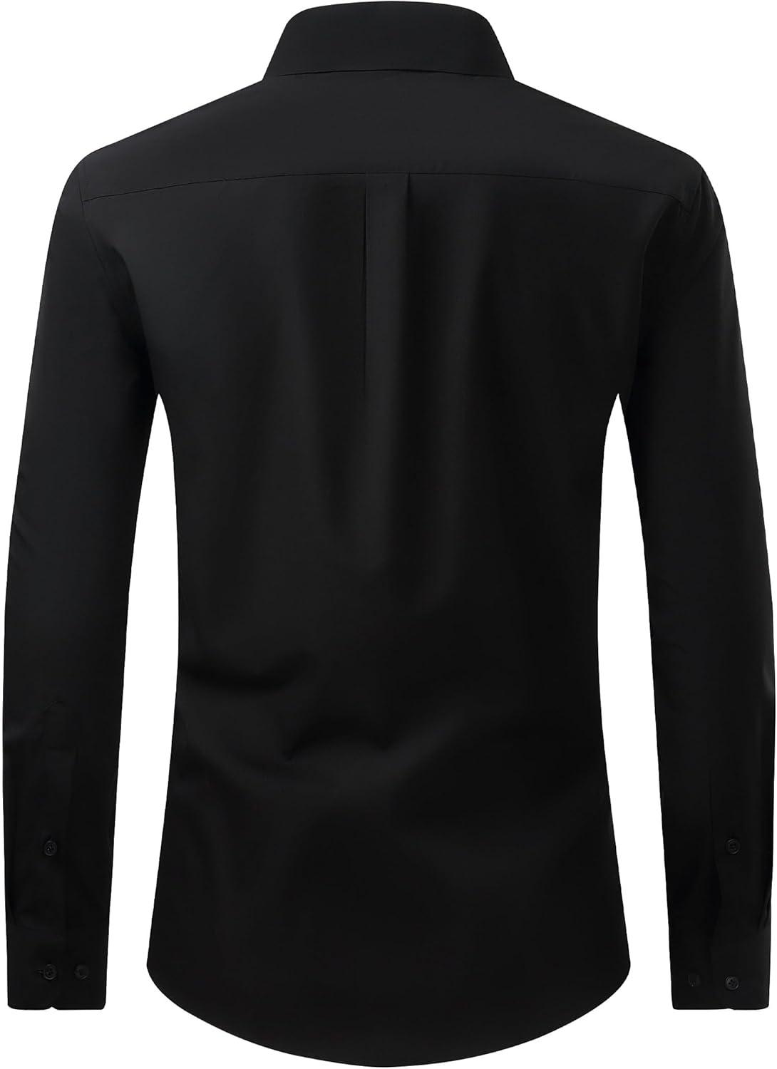 imageAlimens ampamp Gentle Mens Dress Shirt Regular Fit Stretch Stain Shield Long Sleeve Solid Business Wedding Button Down ShirtsBlack