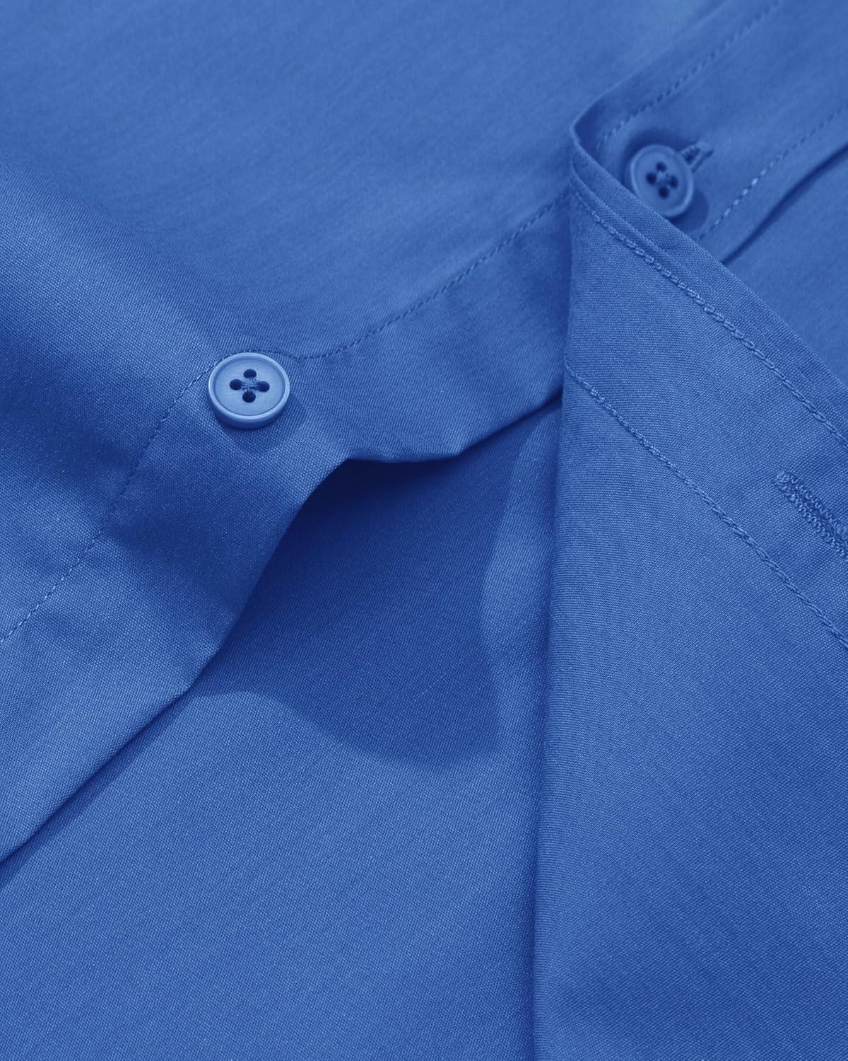 imageAlimens ampamp Gentle Mens Dress Shirt Regular Fit Stretch Stain Shield Long Sleeve Solid Business Wedding Button Down ShirtsBlue