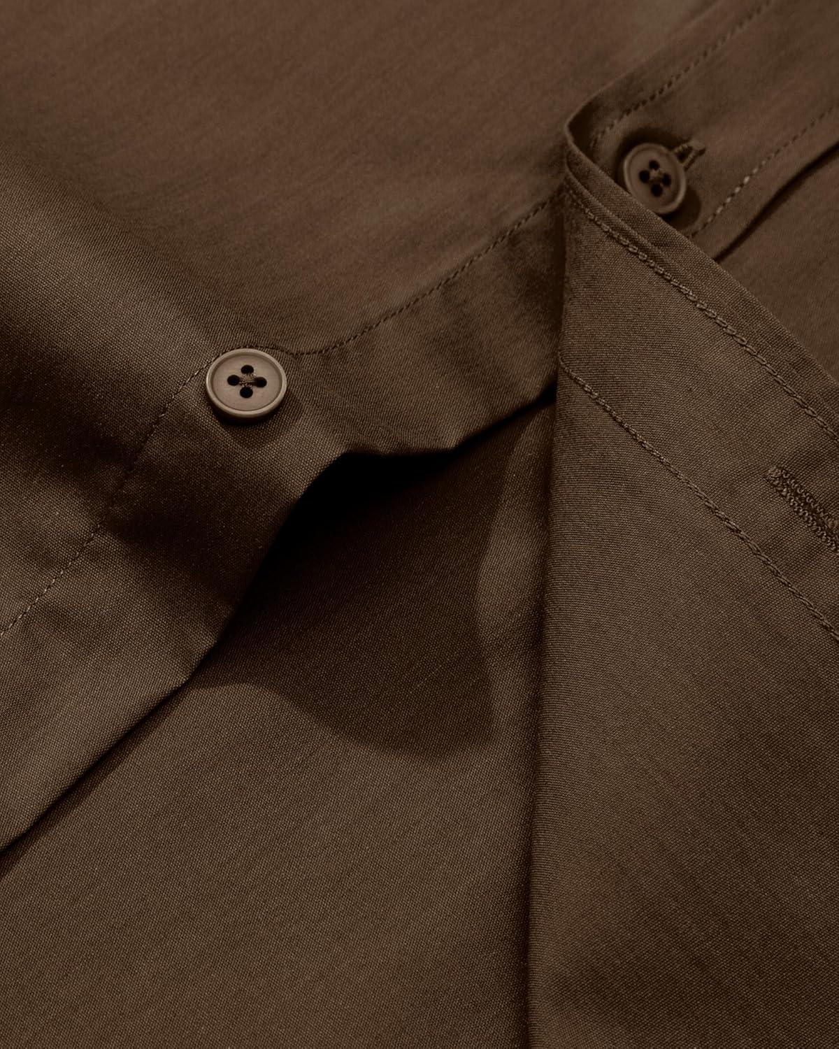 imageAlimens ampamp Gentle Mens Dress Shirt Regular Fit Stretch Stain Shield Long Sleeve Solid Business Wedding Button Down ShirtsChocolate Brown