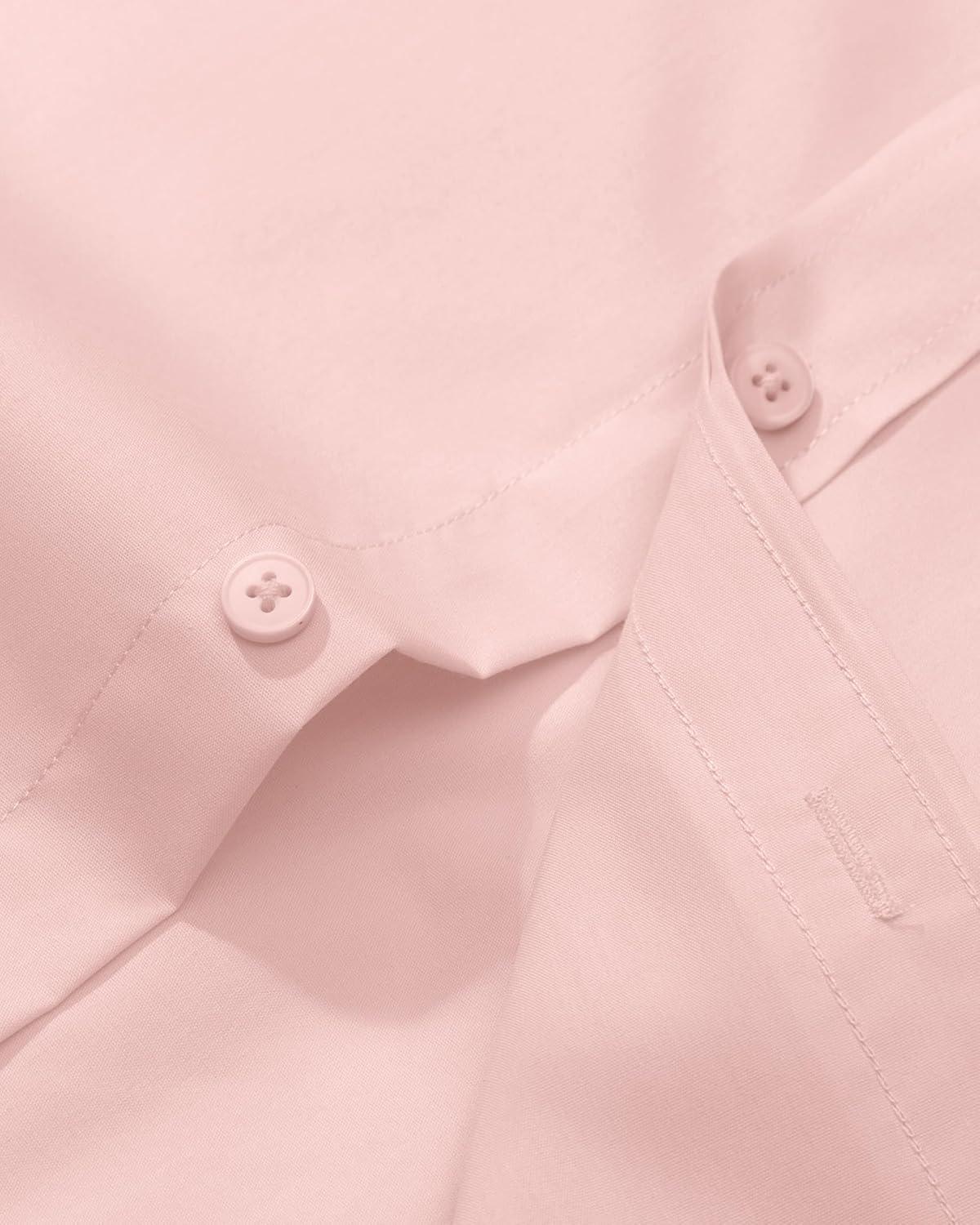 imageAlimens ampamp Gentle Mens Dress Shirt Regular Fit Stretch Stain Shield Long Sleeve Solid Business Wedding Button Down ShirtsCoral