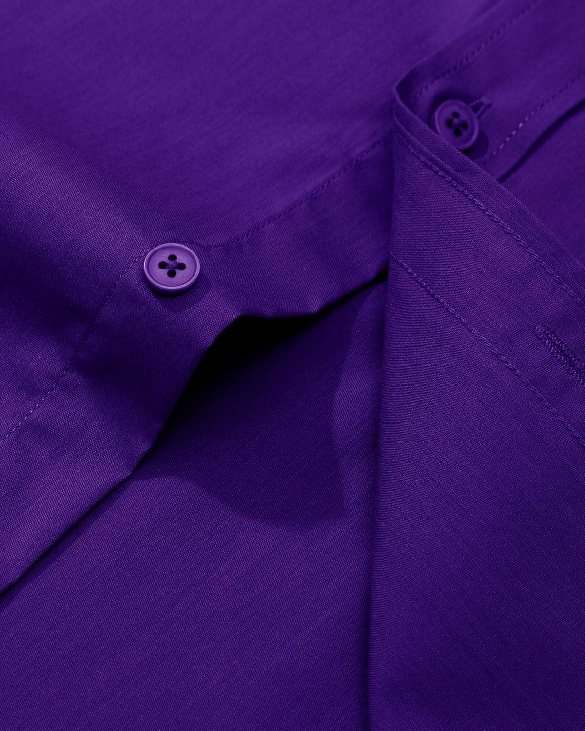 imageAlimens ampamp Gentle Mens Dress Shirt Regular Fit Stretch Stain Shield Long Sleeve Solid Business Wedding Button Down ShirtsDark Purple