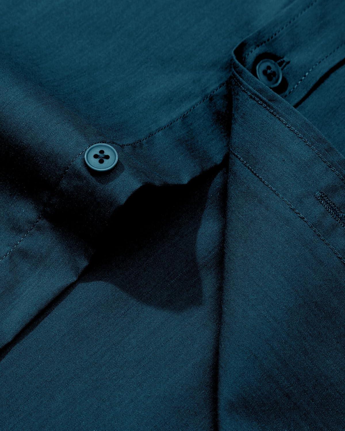 imageAlimens ampamp Gentle Mens Dress Shirt Regular Fit Stretch Stain Shield Long Sleeve Solid Business Wedding Button Down ShirtsDeep Sea
