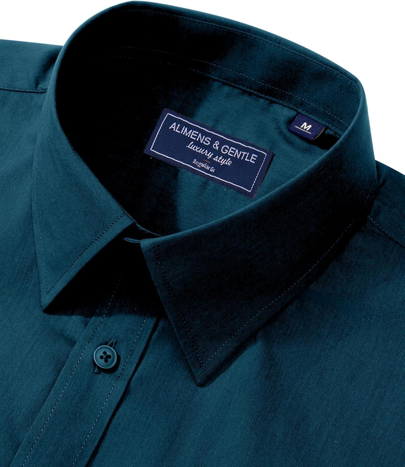 imageAlimens ampamp Gentle Mens Dress Shirt Regular Fit Stretch Stain Shield Long Sleeve Solid Business Wedding Button Down ShirtsDeep Sea
