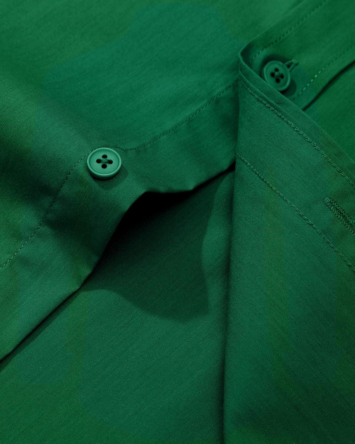 imageAlimens ampamp Gentle Mens Dress Shirt Regular Fit Stretch Stain Shield Long Sleeve Solid Business Wedding Button Down ShirtsGreen