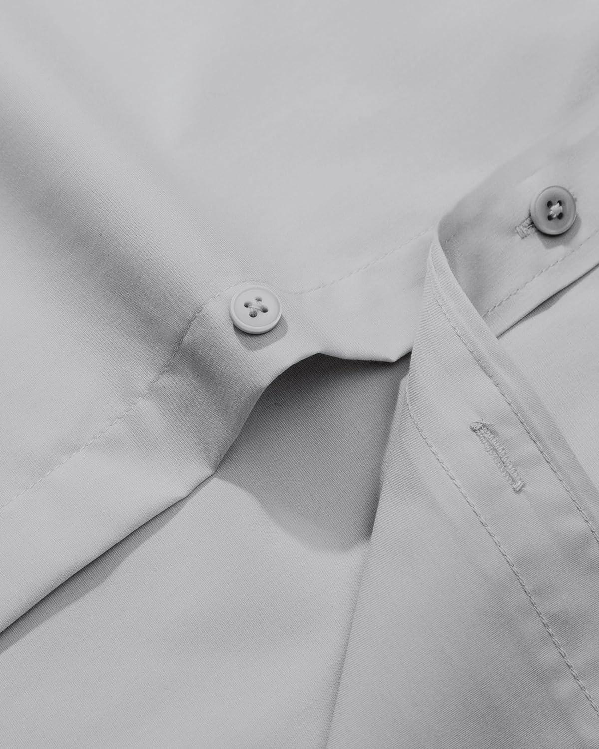 imageAlimens ampamp Gentle Mens Dress Shirt Regular Fit Stretch Stain Shield Long Sleeve Solid Business Wedding Button Down ShirtsGrey