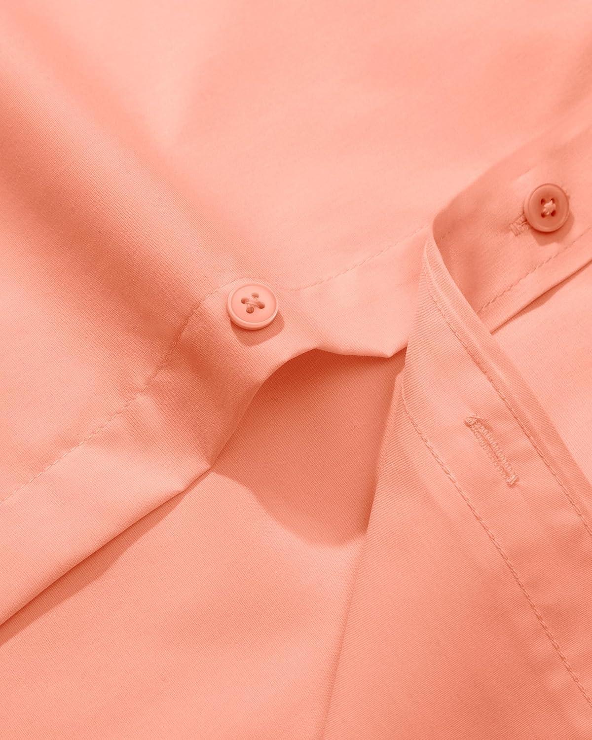 imageAlimens ampamp Gentle Mens Dress Shirt Regular Fit Stretch Stain Shield Long Sleeve Solid Business Wedding Button Down ShirtsOrange