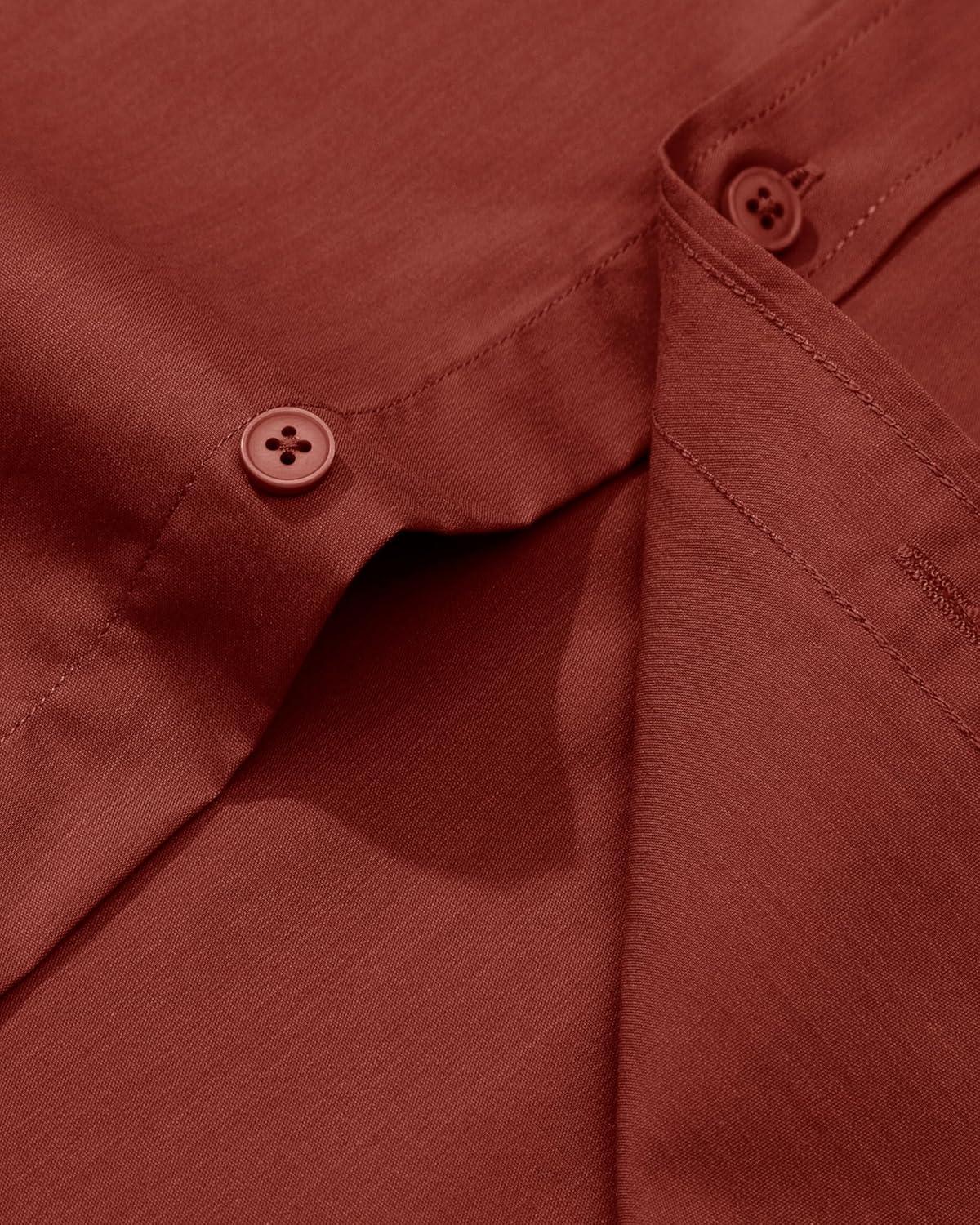 imageAlimens ampamp Gentle Mens Dress Shirt Regular Fit Stretch Stain Shield Long Sleeve Solid Business Wedding Button Down ShirtsPersimmon Red