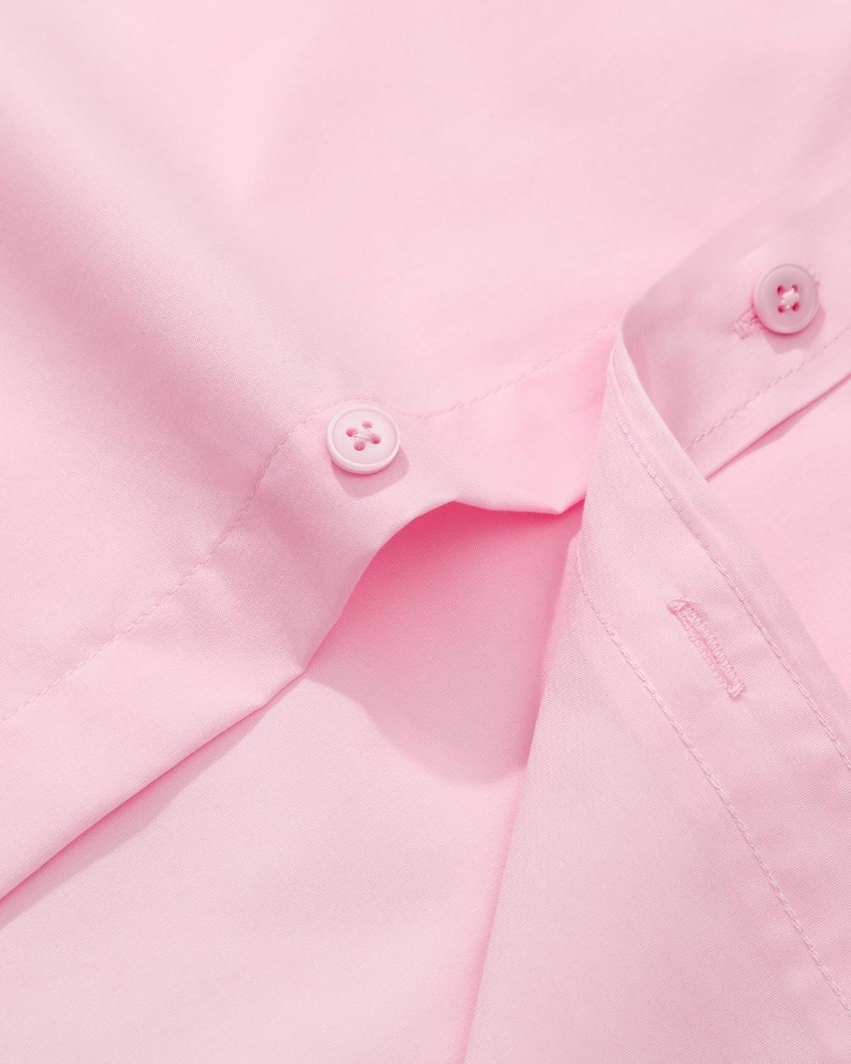 imageAlimens ampamp Gentle Mens Dress Shirt Regular Fit Stretch Stain Shield Long Sleeve Solid Business Wedding Button Down ShirtsPink
