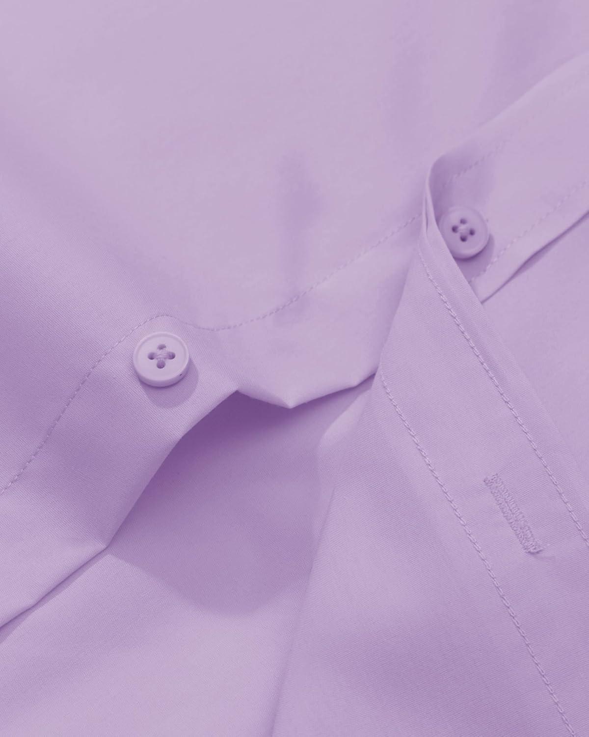 imageAlimens ampamp Gentle Mens Dress Shirt Regular Fit Stretch Stain Shield Long Sleeve Solid Business Wedding Button Down ShirtsPink Purple