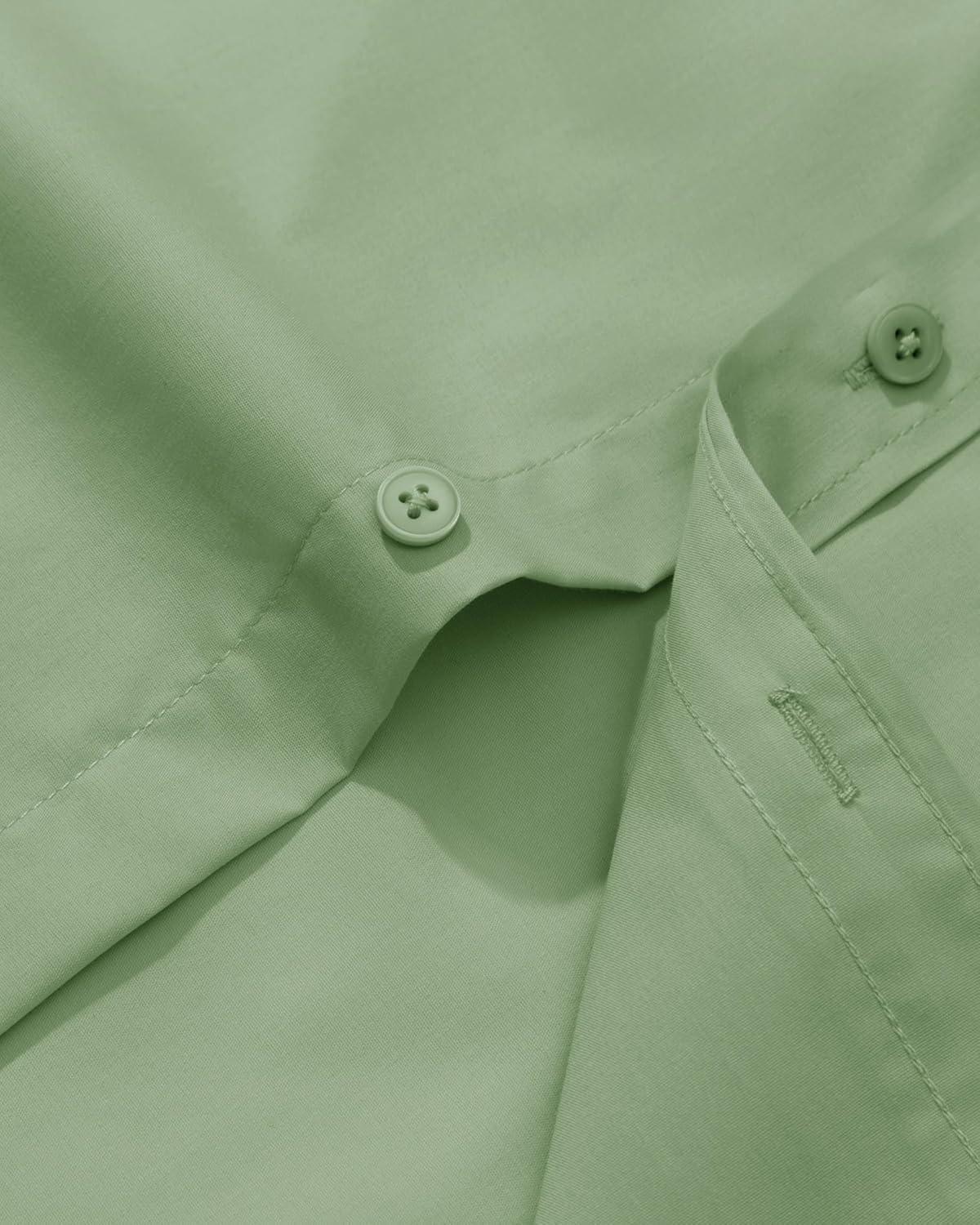 imageAlimens ampamp Gentle Mens Dress Shirt Regular Fit Stretch Stain Shield Long Sleeve Solid Business Wedding Button Down ShirtsSage Green
