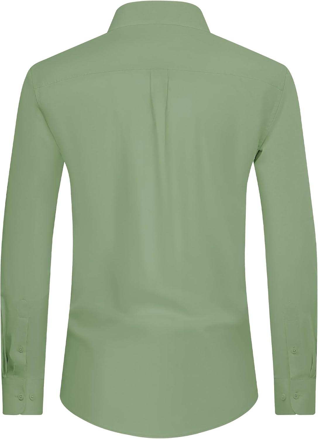 imageAlimens ampamp Gentle Mens Dress Shirt Regular Fit Stretch Stain Shield Long Sleeve Solid Business Wedding Button Down ShirtsSage Green